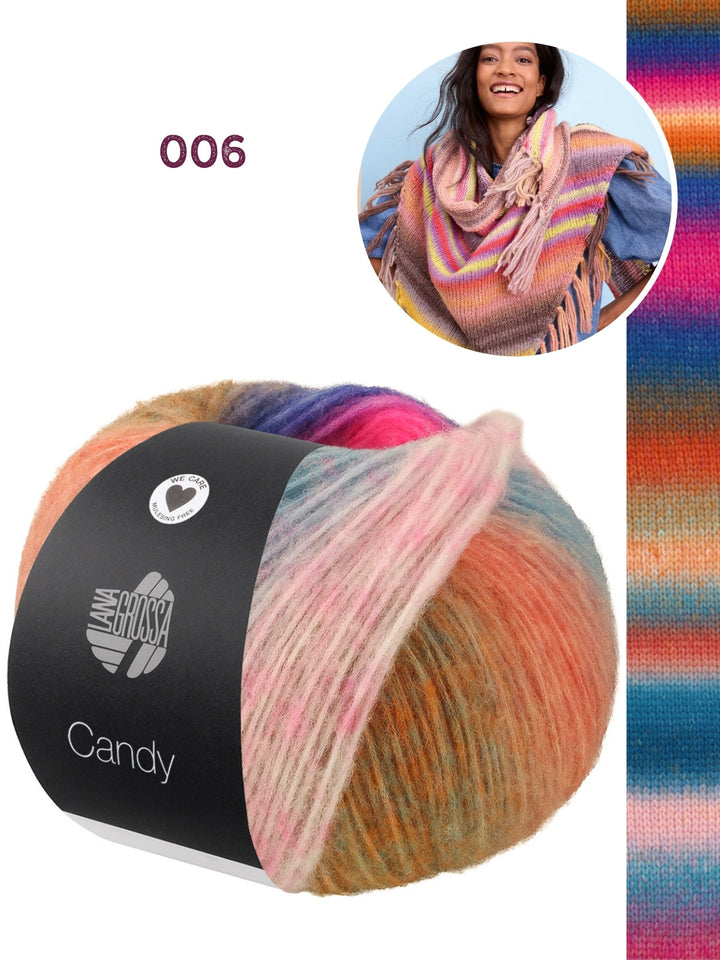 Strickpaket Candy Dreieckstuch mit Fransen