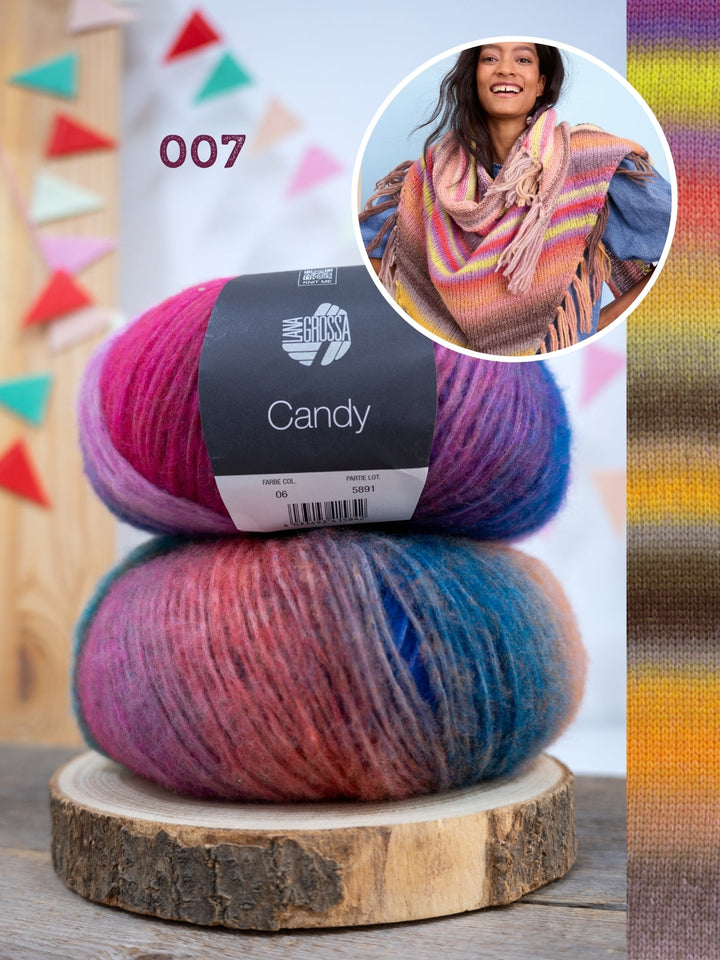Strickpaket Candy Dreieckstuch mit Fransen