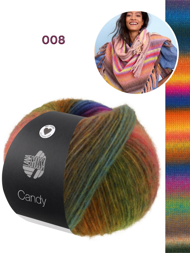 Strickpaket Candy Dreieckstuch mit Fransen