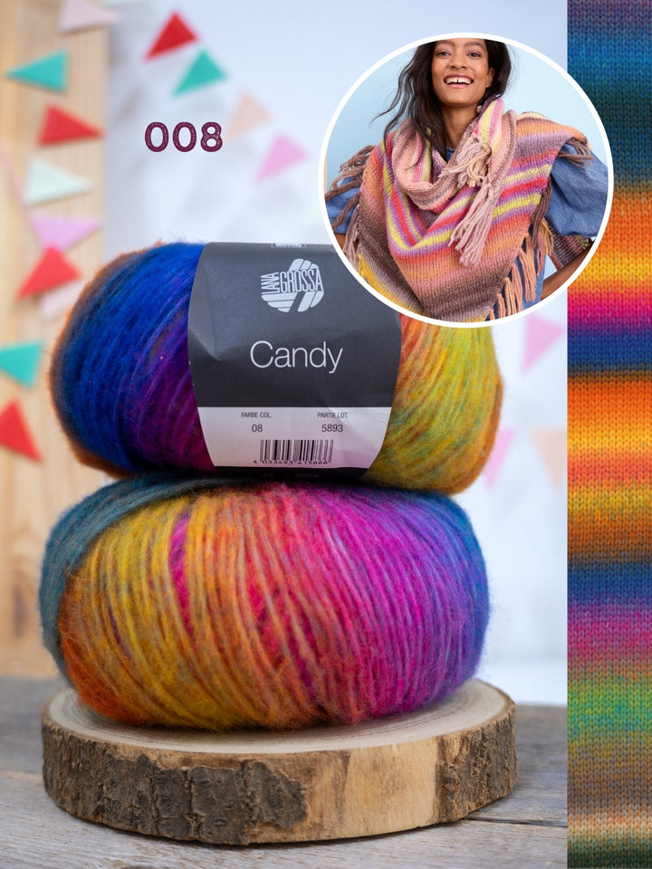 Strickpaket Candy Dreieckstuch mit Fransen