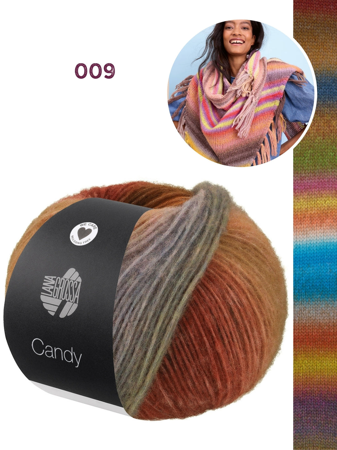 Strickpaket Candy Dreieckstuch mit Fransen