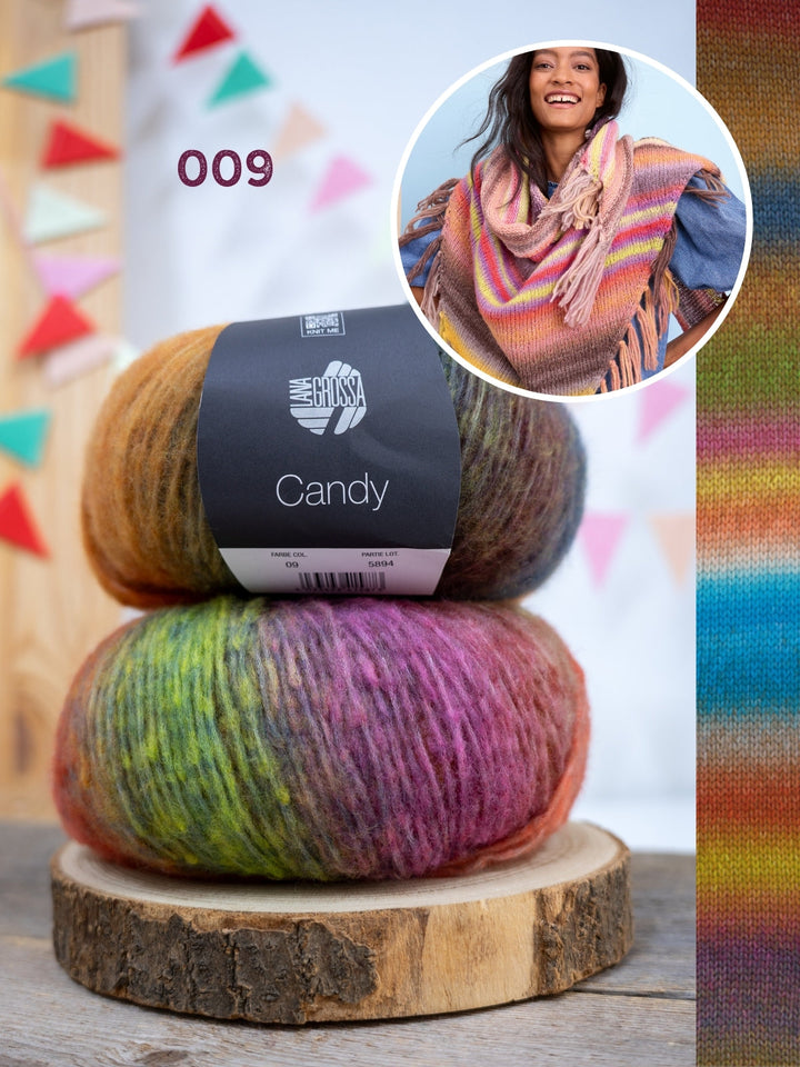 Strickpaket Candy Dreieckstuch mit Fransen