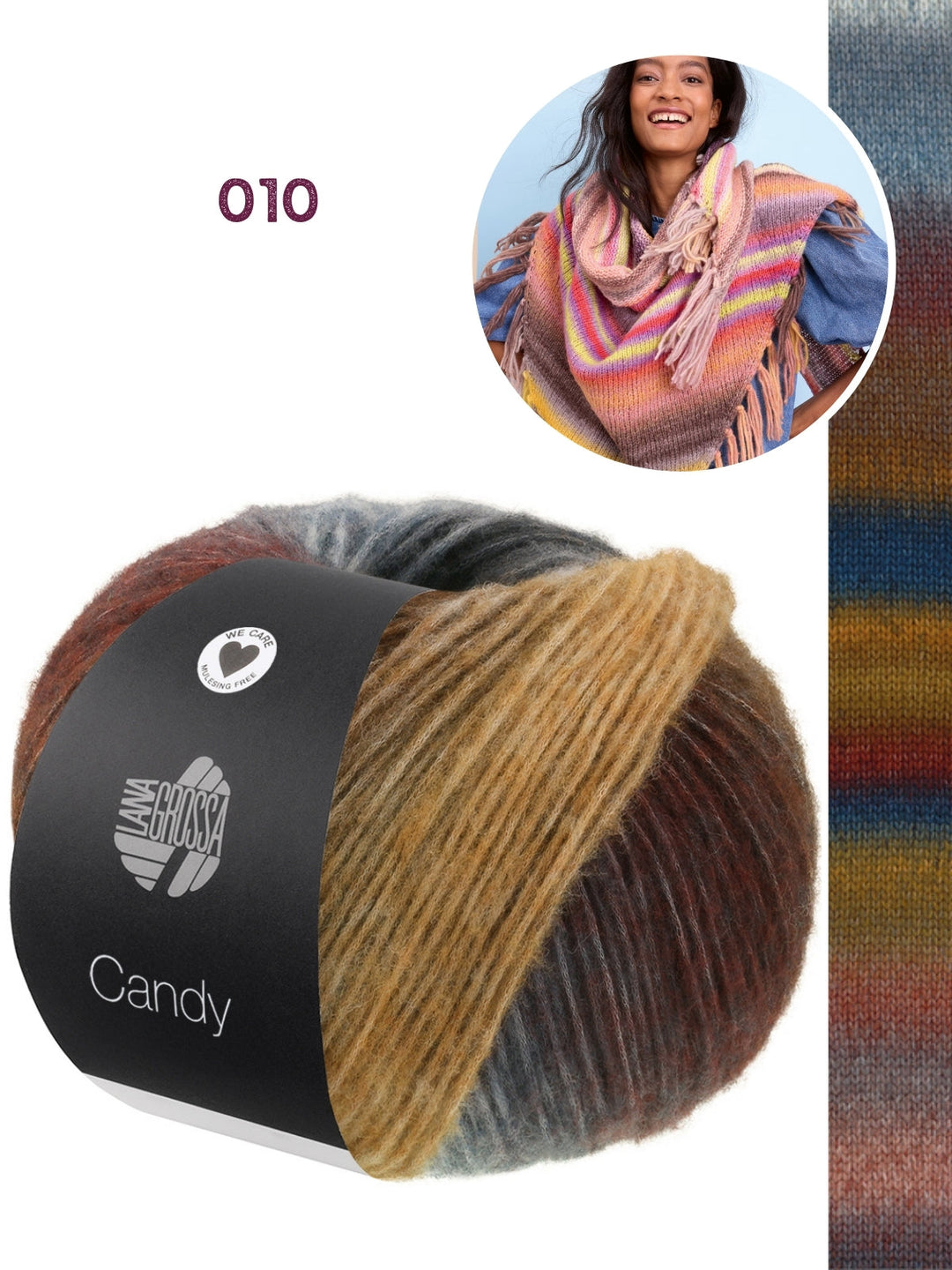 Strickpaket Candy Dreieckstuch mit Fransen