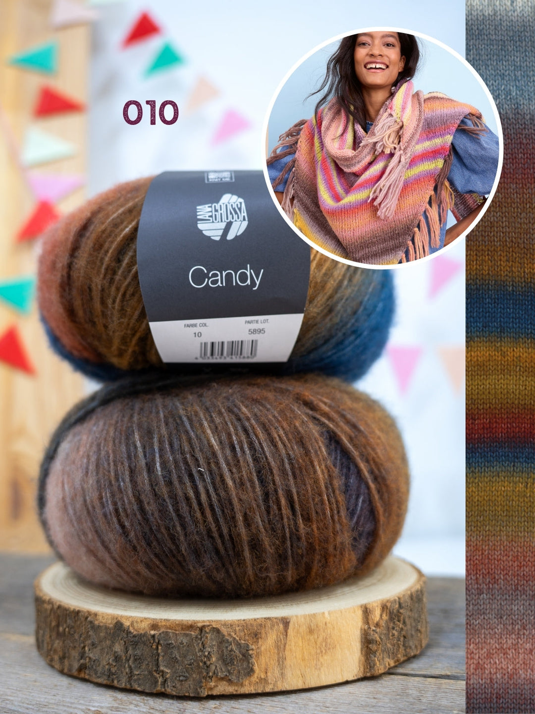 Strickpaket Candy Dreieckstuch mit Fransen