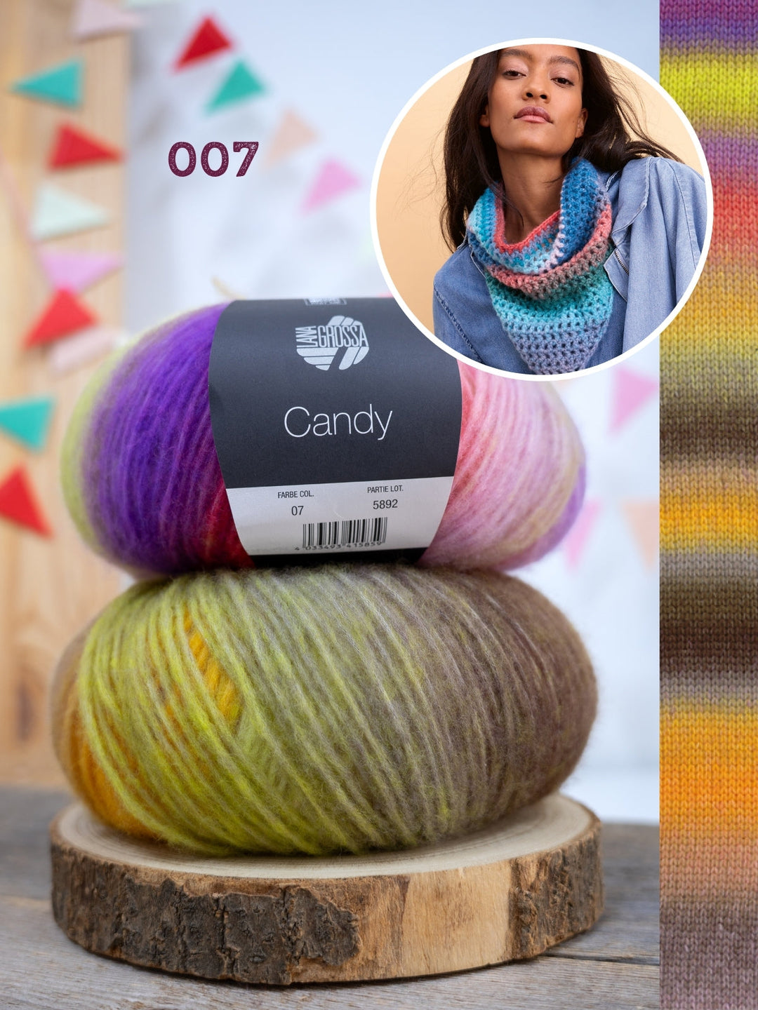 Häkelpaket Candy Dreieckstuch klein