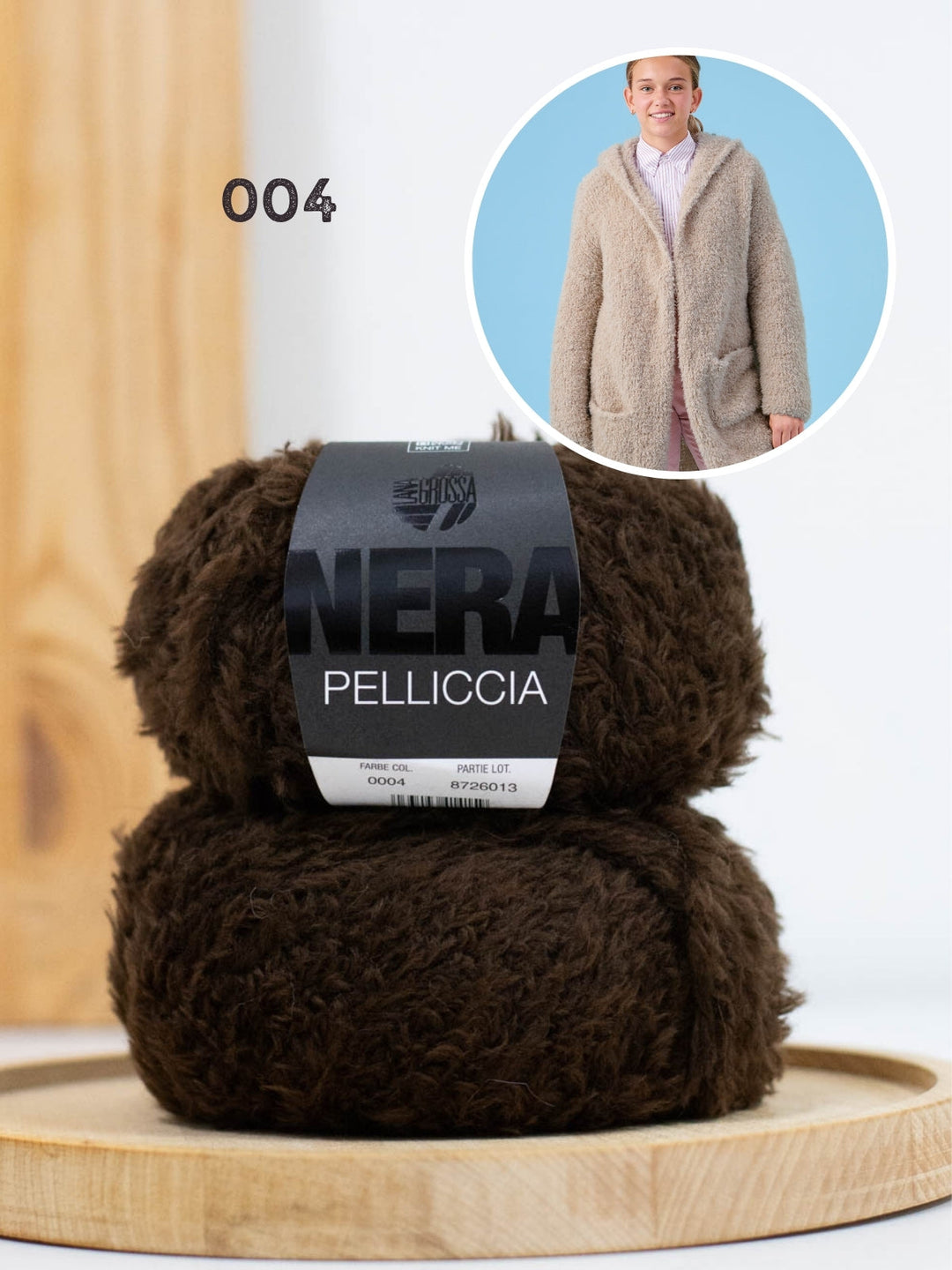 Strickpaket Pelliccia Mantel mit Kapuze