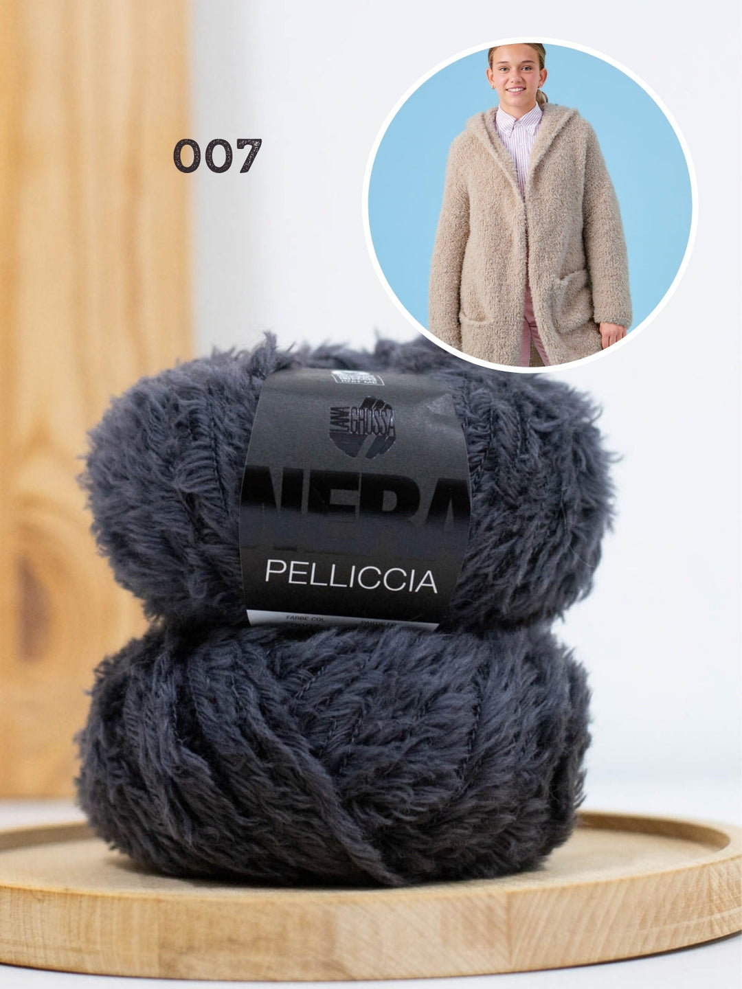 Strickpaket Pelliccia Mantel mit Kapuze
