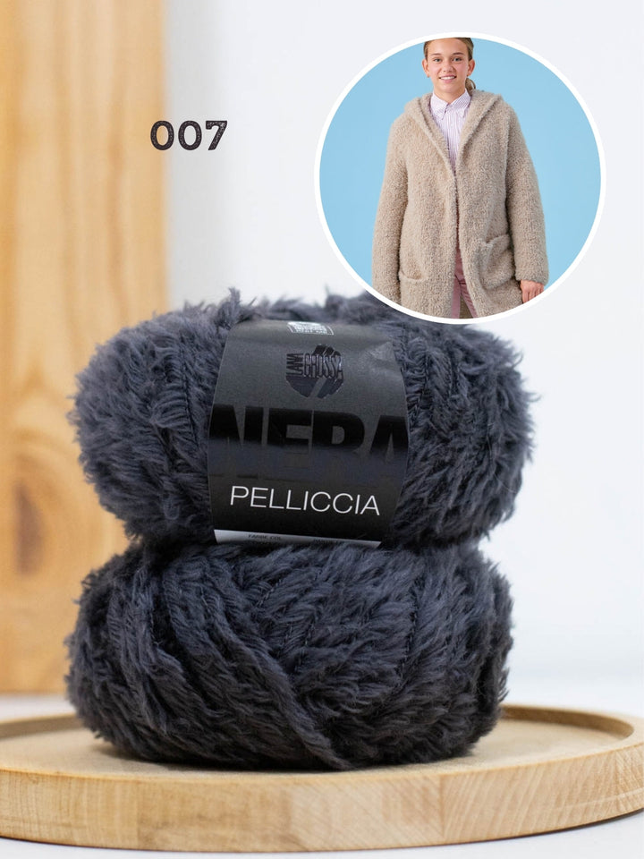 Strickpaket Pelliccia Mantel mit Kapuze