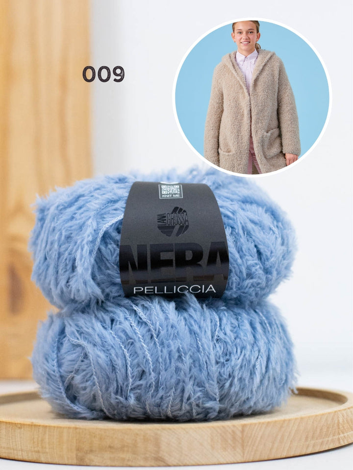 Strickpaket Pelliccia Mantel mit Kapuze
