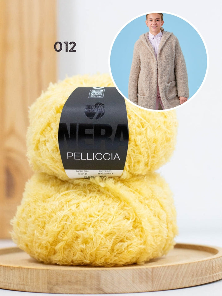 Strickpaket Pelliccia Mantel mit Kapuze