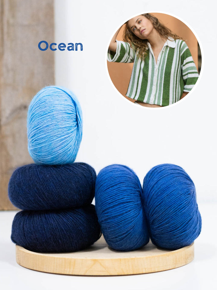 Strickpaket Ecopuno Poloshirt mit Streifen