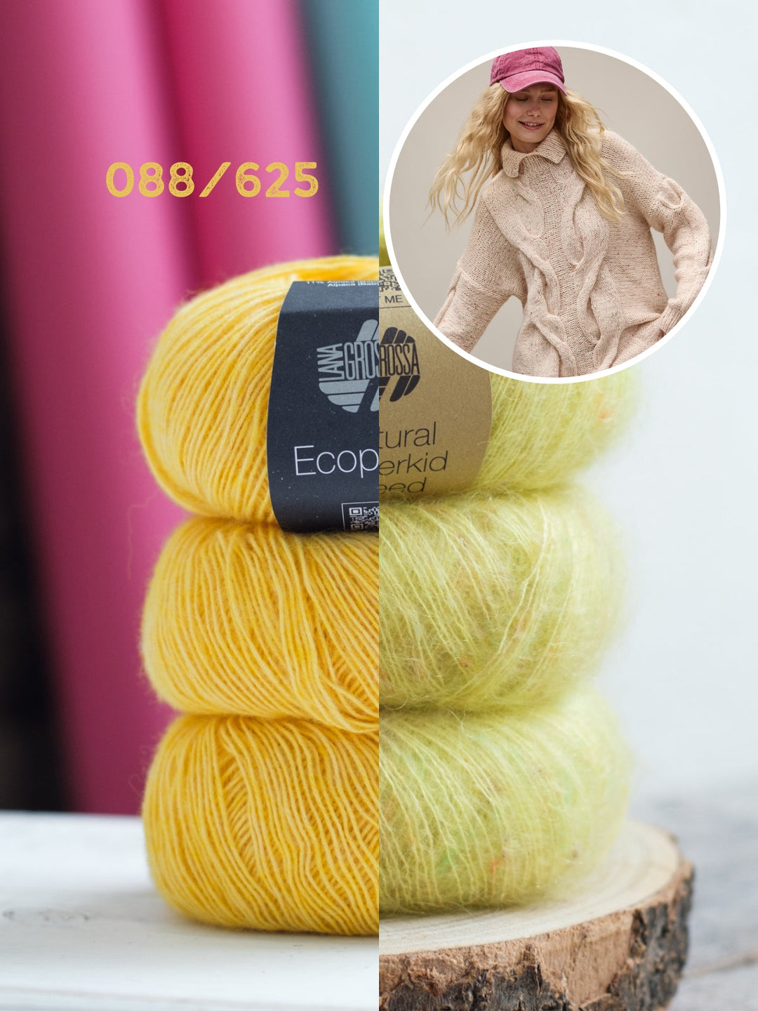 Strickpaket Ecopuno Natural Superkid Tweed Pullunder mit Zöpfen