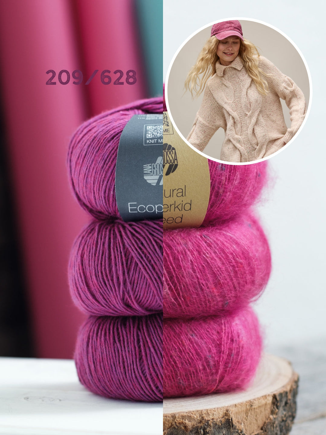 Strickpaket Ecopuno Natural Superkid Tweed Pullunder mit Zöpfen