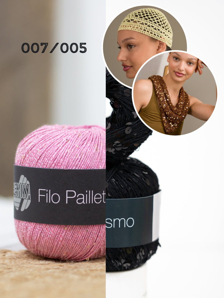 Häkel- und Strickpaket glitzernde Accessoires