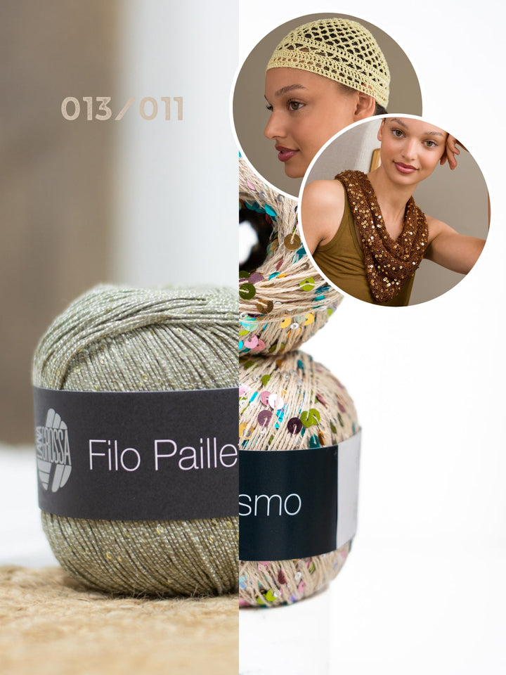 Häkel- und Strickpaket glitzernde Accessoires