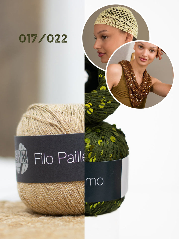 Häkel- und Strickpaket glitzernde Accessoires