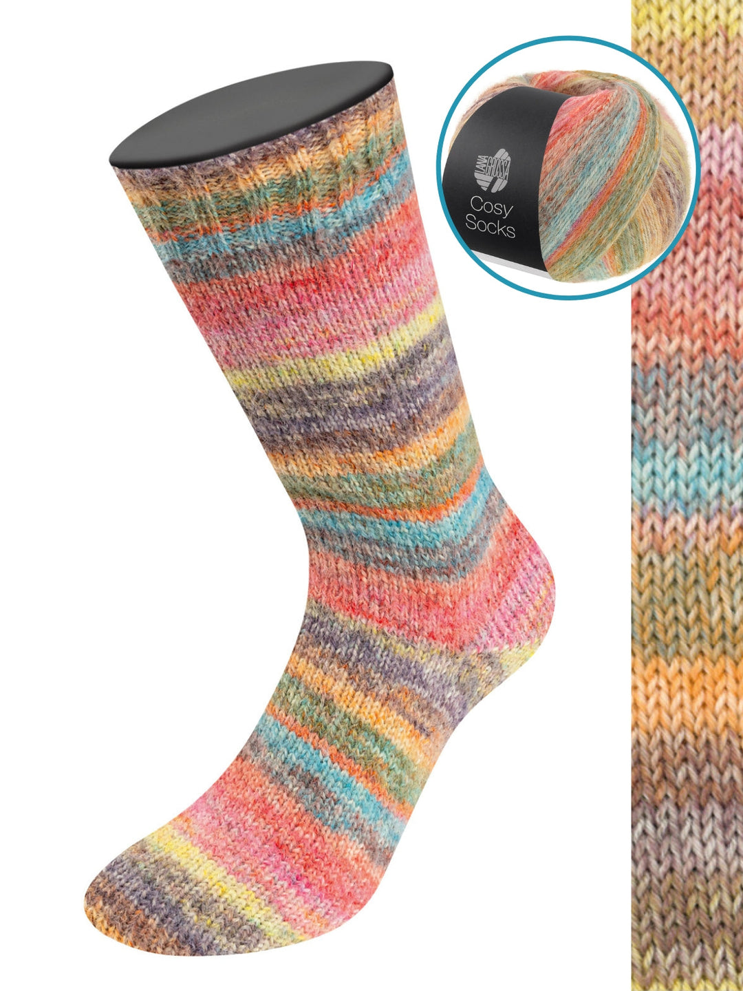 Cosy Socks Dream 253 Graubraun/Taupe/Gelb/Camel/Pink/Terrakotta/ Lachs/Hellpetrol/Türkis/Orange