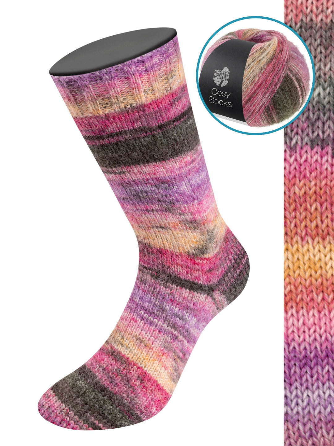 Cosy Socks Dream 257 Rotviolett/Pflaume/Flieder/Terrakotta/Dunkel-/ Mittelgrau/Pink/Safrangelb