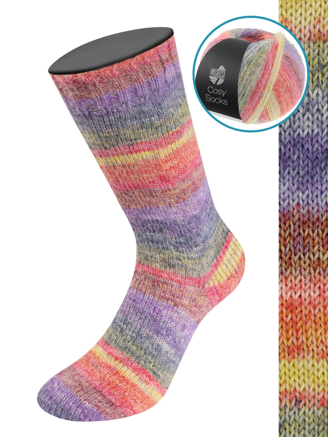 Cosy Socks Dream 251 Terrakotta/Senf/Dunkelgrau/Blauviolett/Lila/ Dunkelrot/Rot