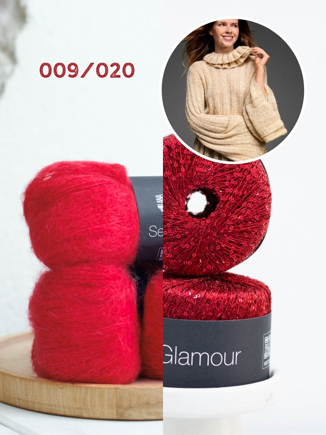 Strickpaket Setasuri &amp; Glamour Pullover mit Loop-Kragen