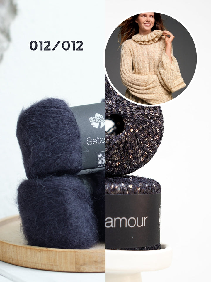 Strickpaket Setasuri &amp; Glamour Pullover mit Loop-Kragen
