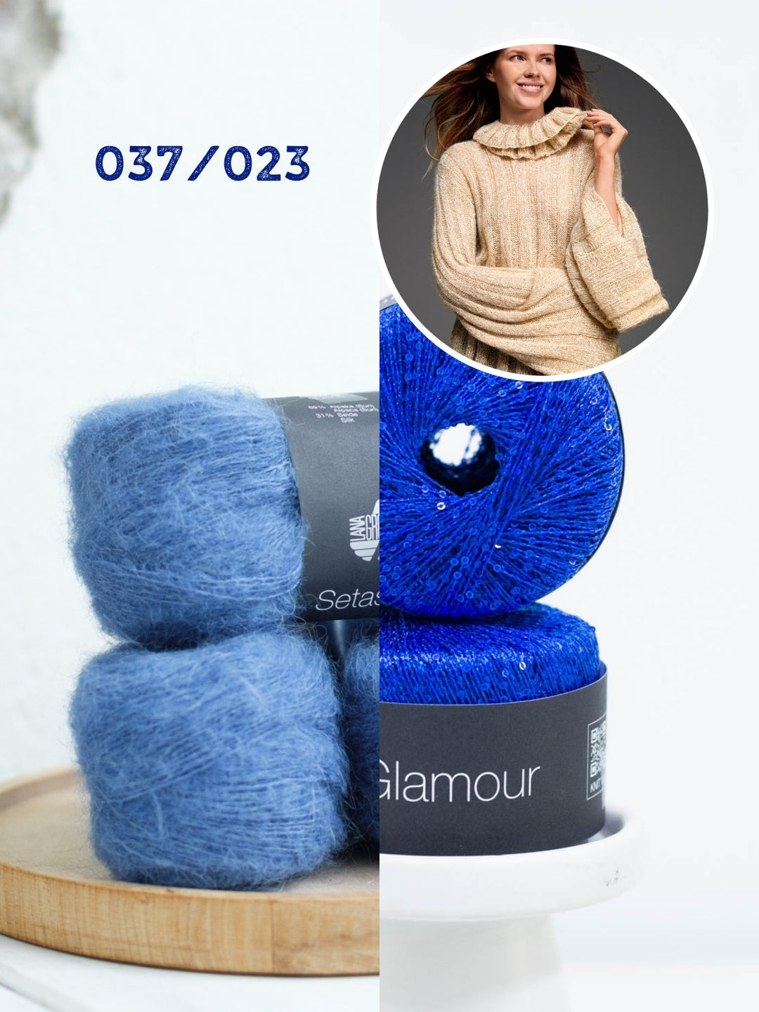 Strickpaket Setasuri &amp; Glamour Pullover mit Loop-Kragen