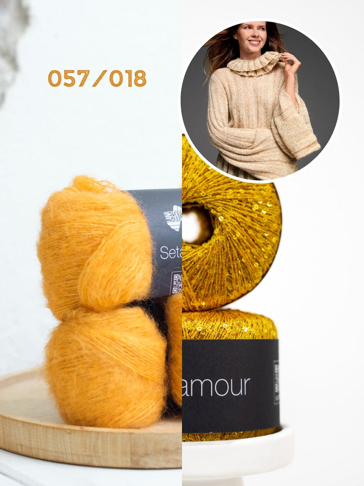 Strickpaket Setasuri &amp; Glamour Pullover mit Loop-Kragen