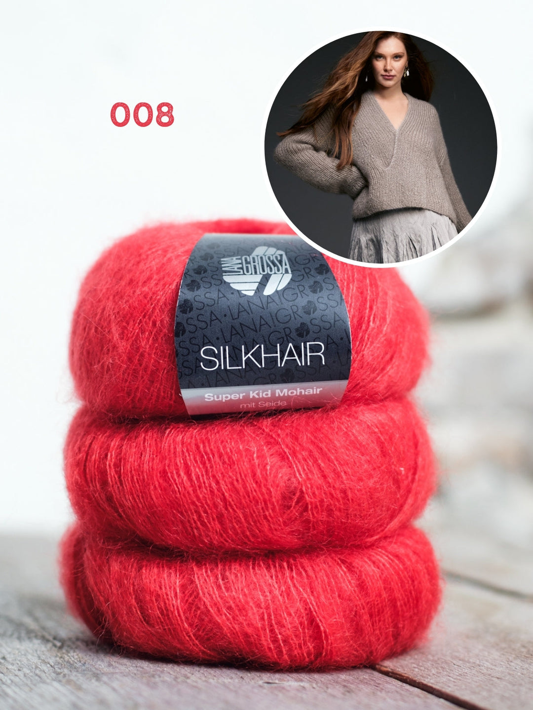 Strickpaket Silkhair Pullover mit V-Ausschnitt