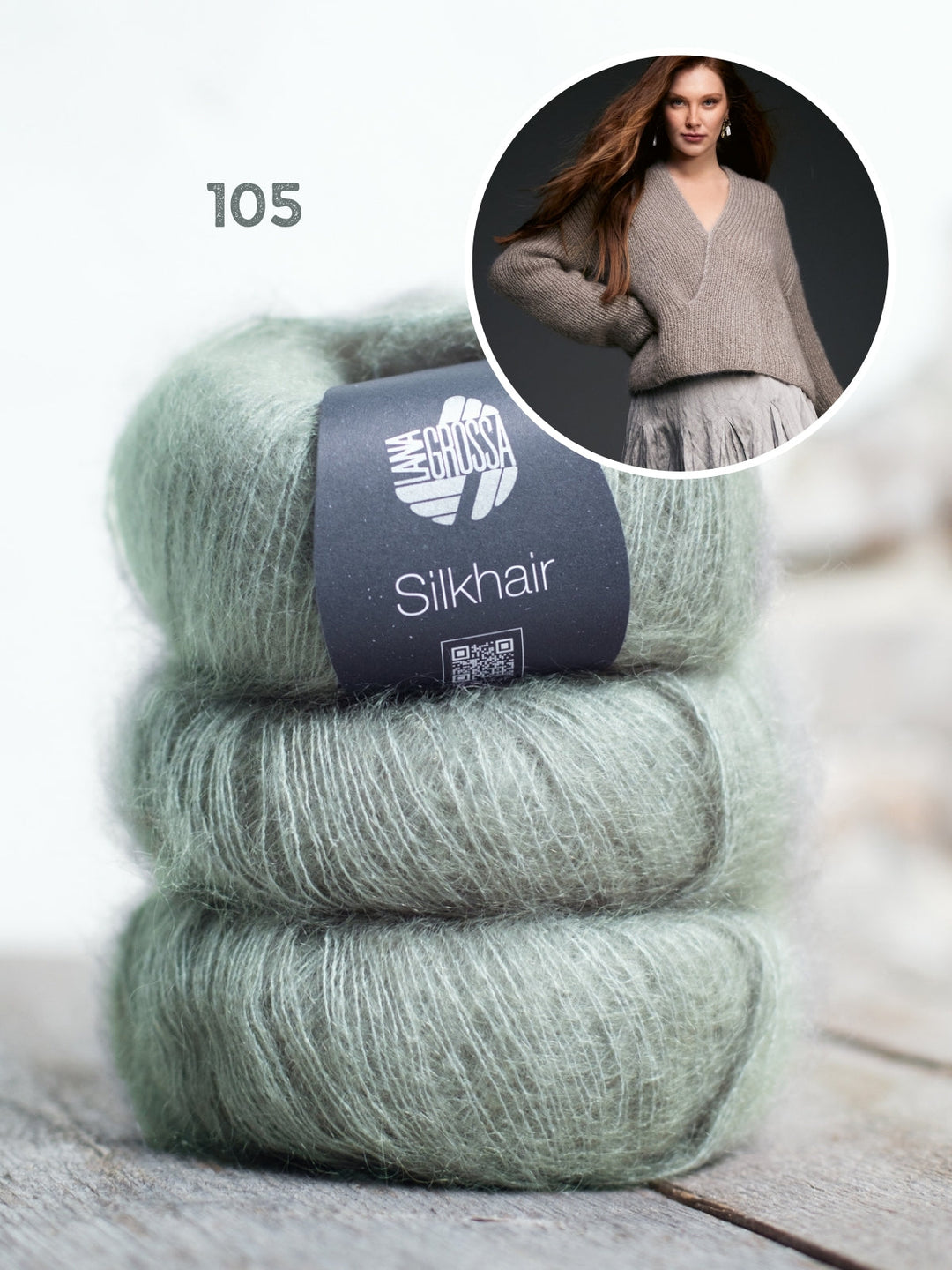 Strickpaket Silkhair Pullover mit V-Ausschnitt