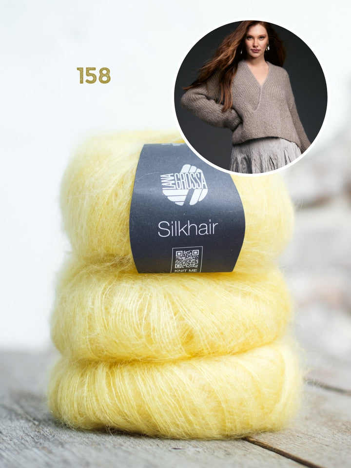 Strickpaket Silkhair Pullover mit V-Ausschnitt