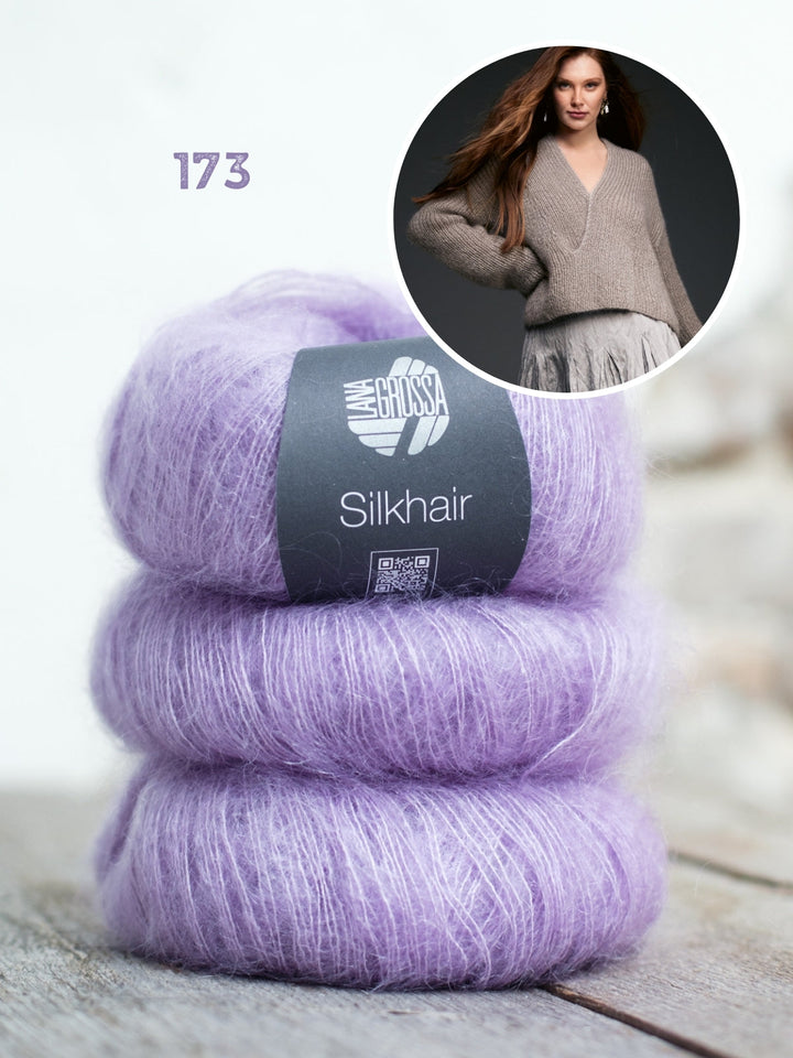 Strickpaket Silkhair Pullover mit V-Ausschnitt