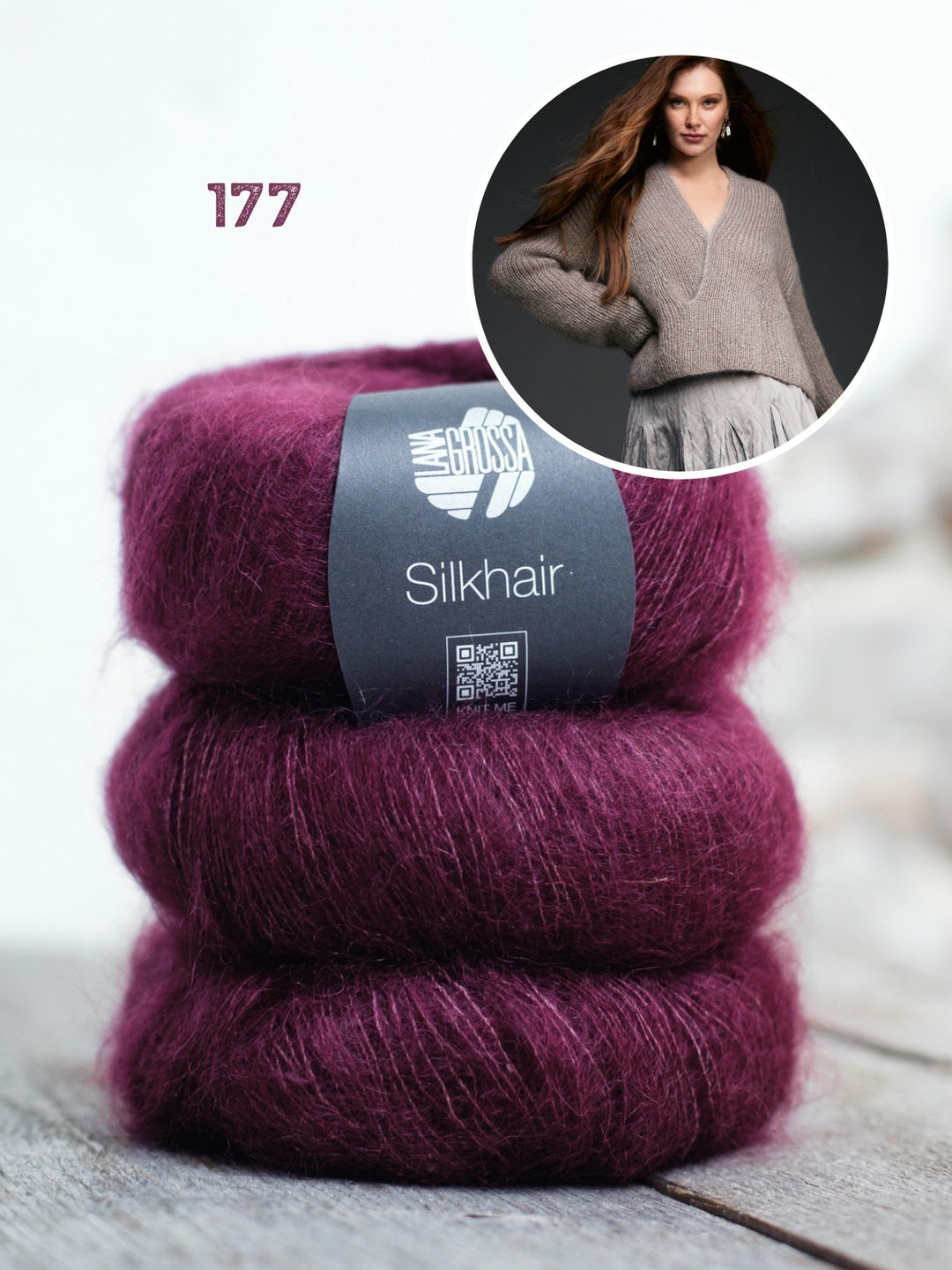 Strickpaket Silkhair Pullover mit V-Ausschnitt
