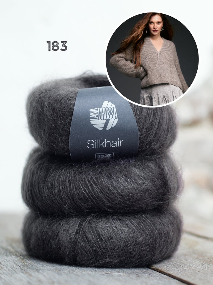 Strickpaket Silkhair Pullover mit V-Ausschnitt