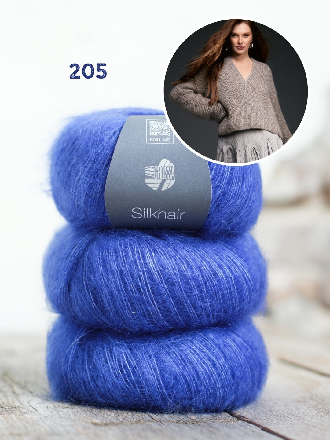 Strickpaket Silkhair Pullover mit V-Ausschnitt