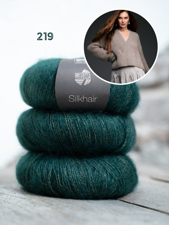 Strickpaket Silkhair Pullover mit V-Ausschnitt
