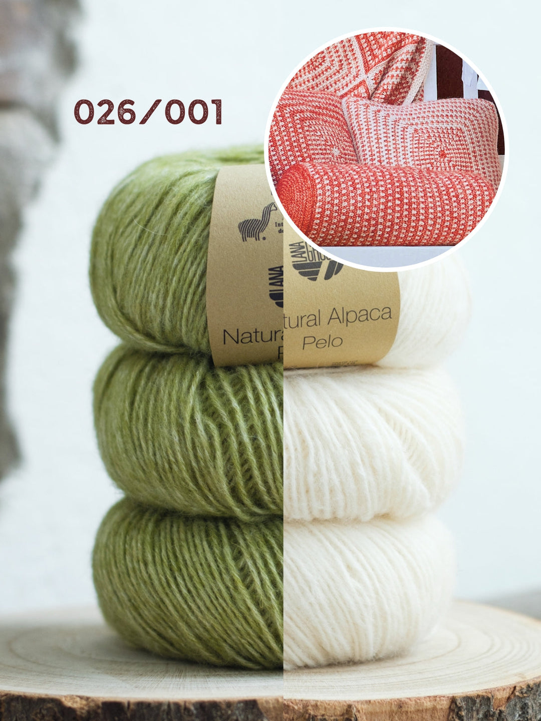 Häkelpaket Natural Alpaca Pelo zwei Kissenhüllen