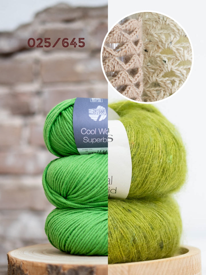 Häkelpaket Cool Wool Superbig &amp; Natural Superkid Tweed Windlichthülle