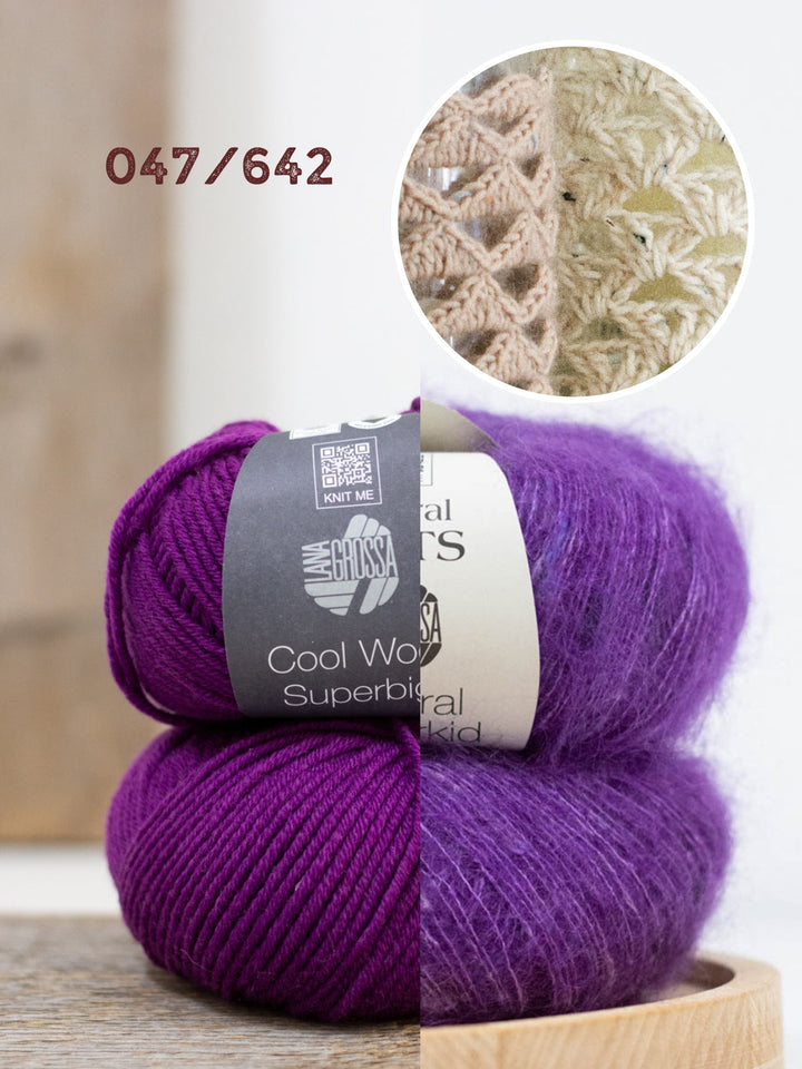 Häkelpaket Cool Wool Superbig &amp; Natural Superkid Tweed Windlichthülle mit doppelten Stäbchen