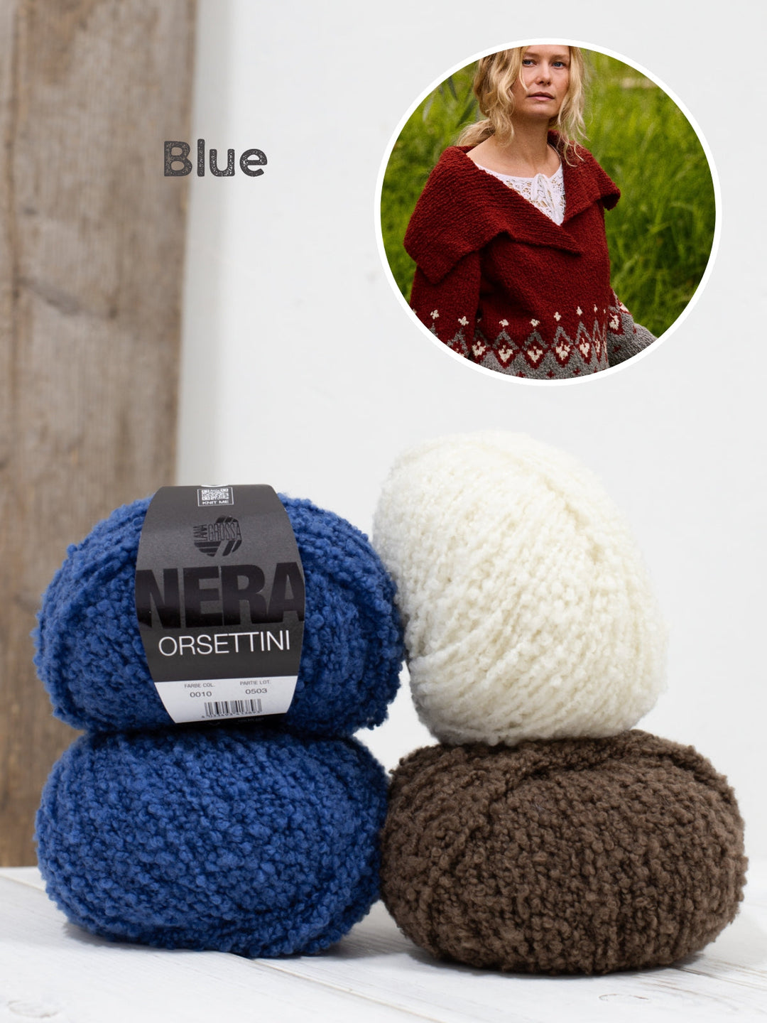 Strickpaket Orsettini Raglanpullover mit großem Kragen