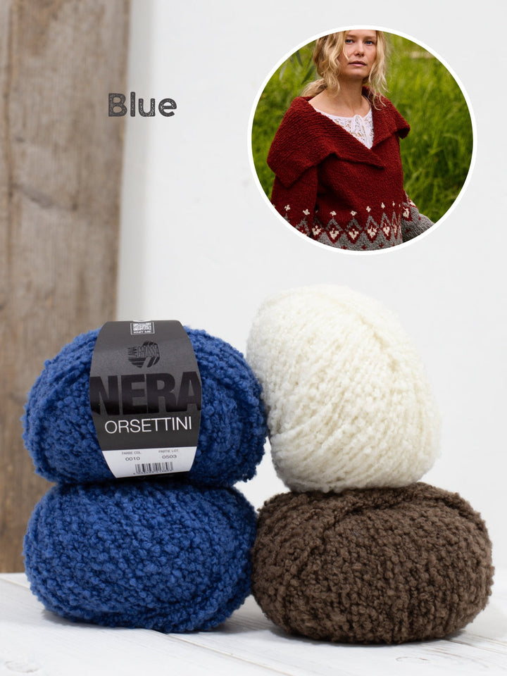 Strickpaket Orsettini Raglanpullover mit großem Kragen