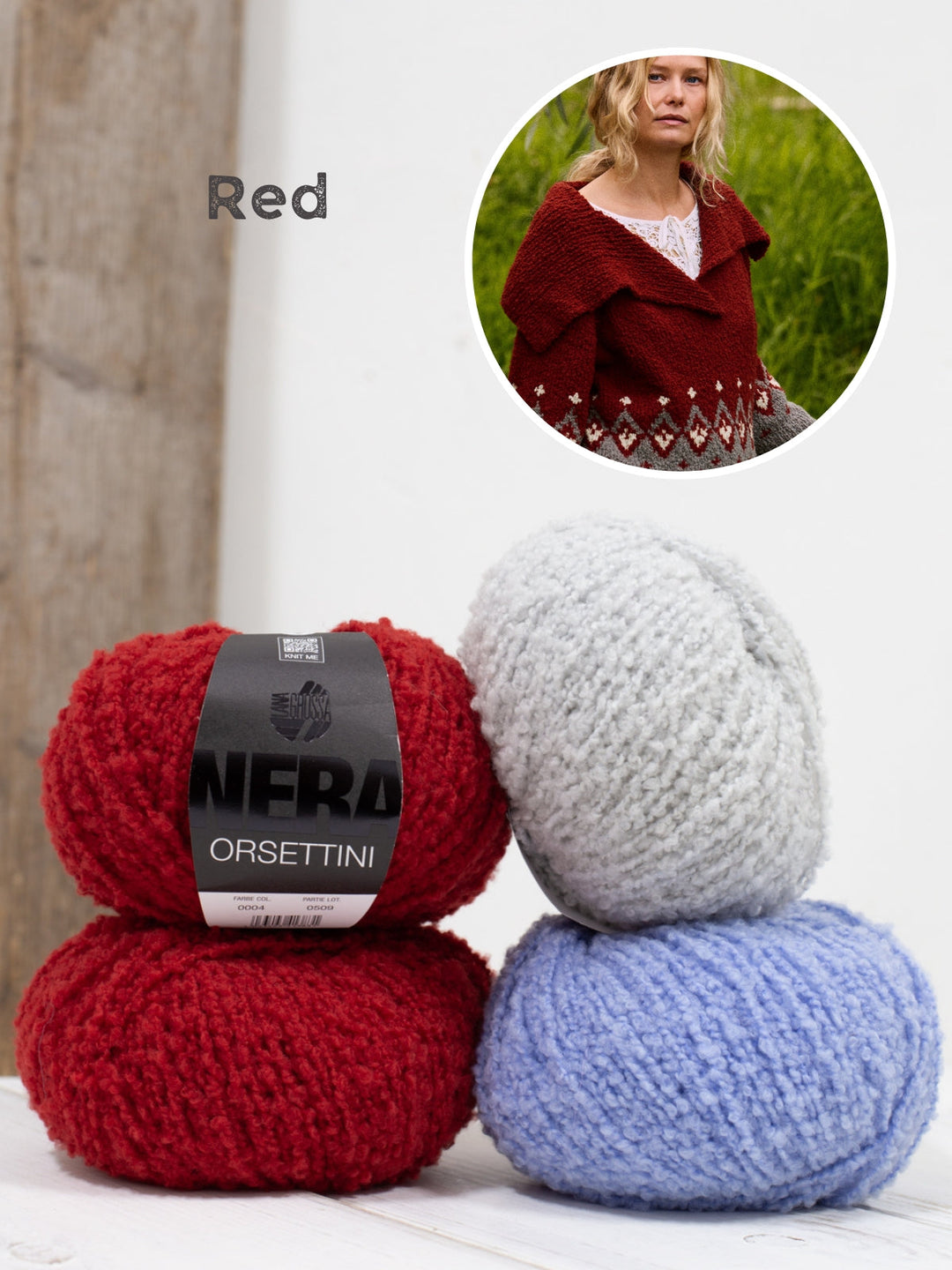 Strickpaket Orsettini Raglanpullover mit großem Kragen