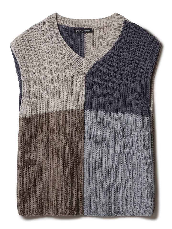 Strickpaket Cool Wool Big Vintage Colorblock Pullunder für ihn