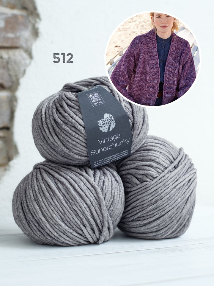 Strickpaket Vintage Superchunky Top-down-Jacke