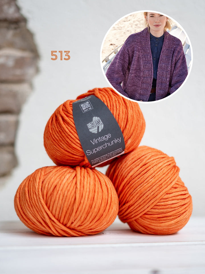Strickpaket Vintage Superchunky Top-down-Jacke