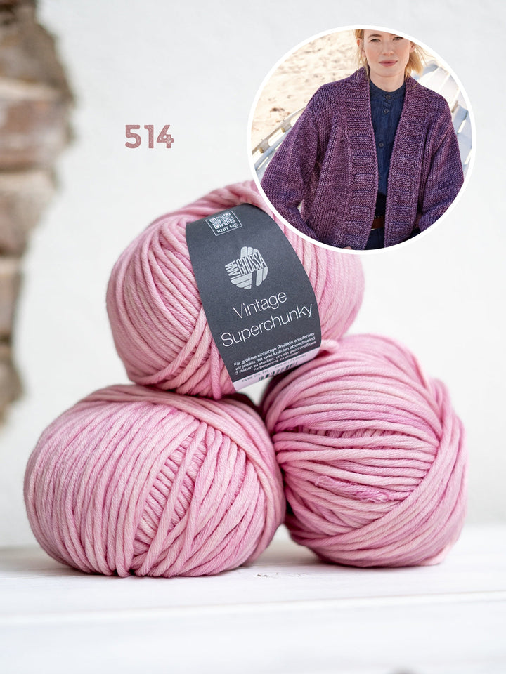 Strickpaket Vintage Superchunky Top-down-Jacke