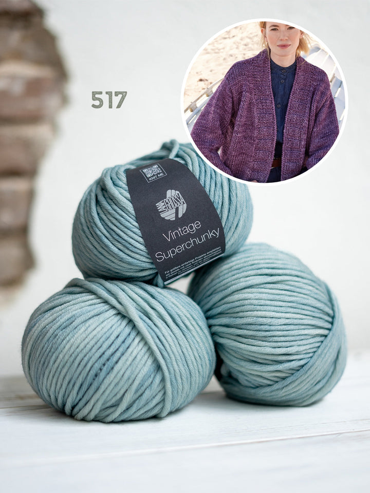 Strickpaket Vintage Superchunky Top-down-Jacke