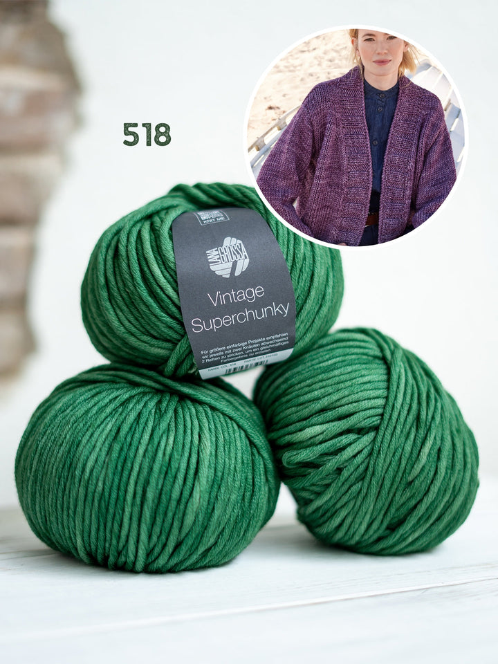Strickpaket Vintage Superchunky Top-down-Jacke