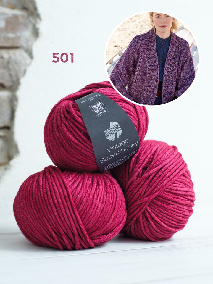 Strickpaket Vintage Superchunky Top-down-Jacke