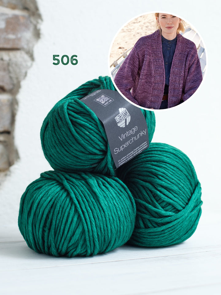 Strickpaket Vintage Superchunky Top-down-Jacke