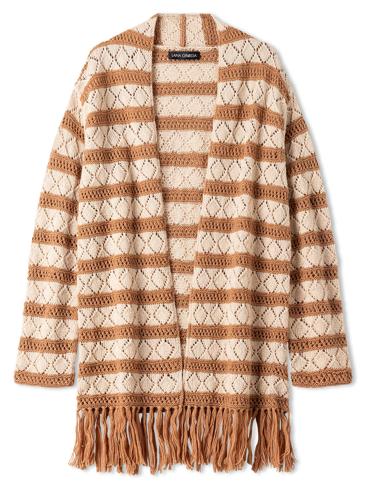 Strickpaket Sottile Gestreifte Jacke mit Fransen